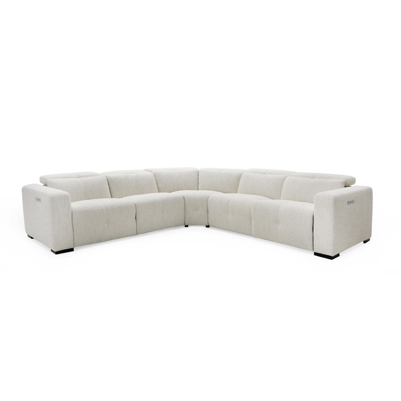 Divani Casa Beck Contemporary White Fabric Sectional Sofa With 3 Recliners Model VGKK-KM338H-W