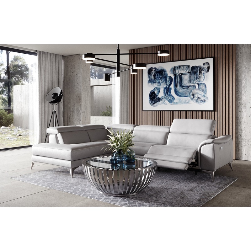 Lamod Italia Monte Carlo Italian Modern Grey Leather Laf Sectional Sofa Model VGCC-MONTECARLO-G-LAF