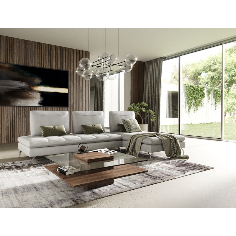 Modrest Bazzar Italian Right Facing Grey Leather Sectional Sofa Model VGFD-BAZAAR-G