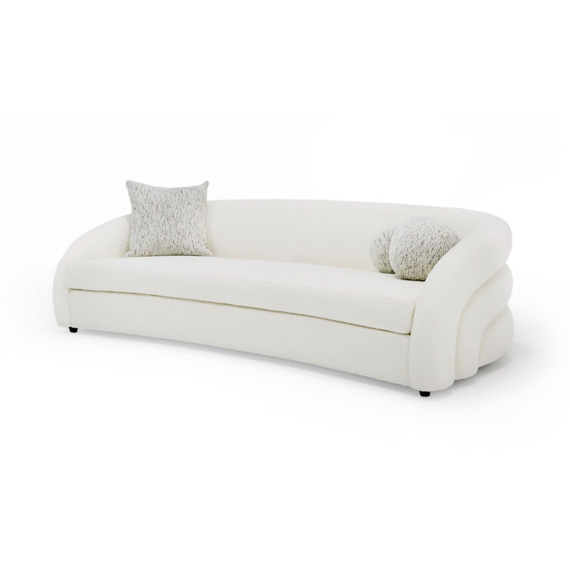 Modrest Joshua Modern 4 Seater Curved White And Taupe Fabric Sofa Model VGOD-ZW-22031-S