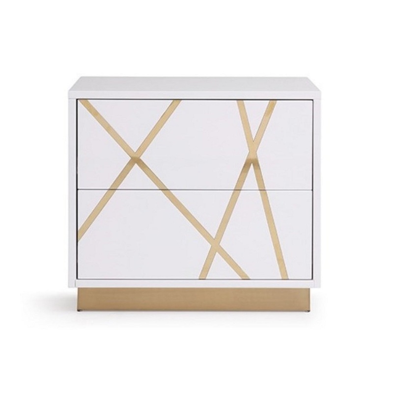 Modrest Nixa Modern Wide White And Gold Nightstand Model VGVCN1909-WHT-1-W