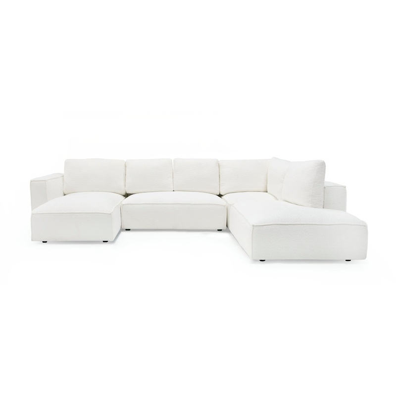 Divani Casa Lulu Modern White Fabric Modular Sectional Sofa With Left Facing Chaise Model VGSX-F22053-LAF-WHT