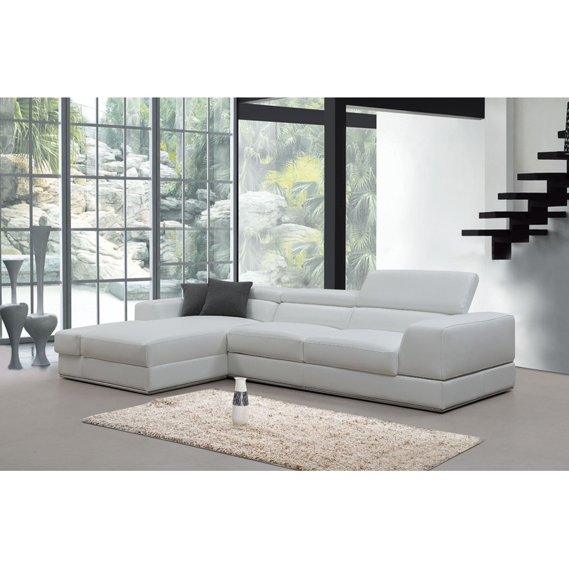 Divani Casa Pella Mini Modern White Leather Left Facing Sectional Sofa Model VGCA5106A-WHT-LAF-SECT