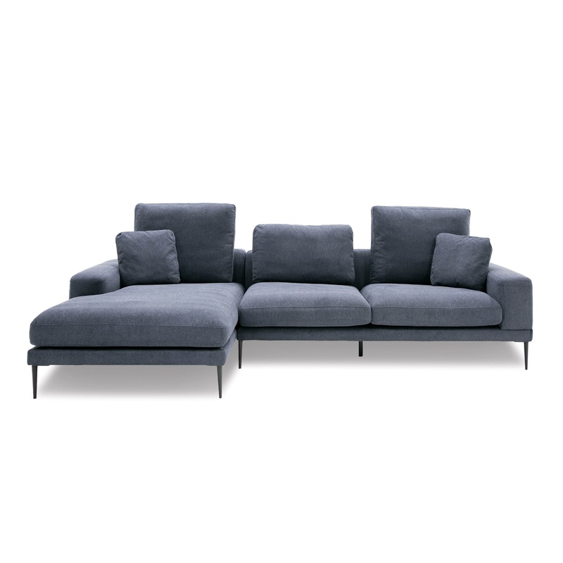 Divani Casa Corwith Modern Blue Fabric Left Facing Sectional  Model VGMB-C019-BLU