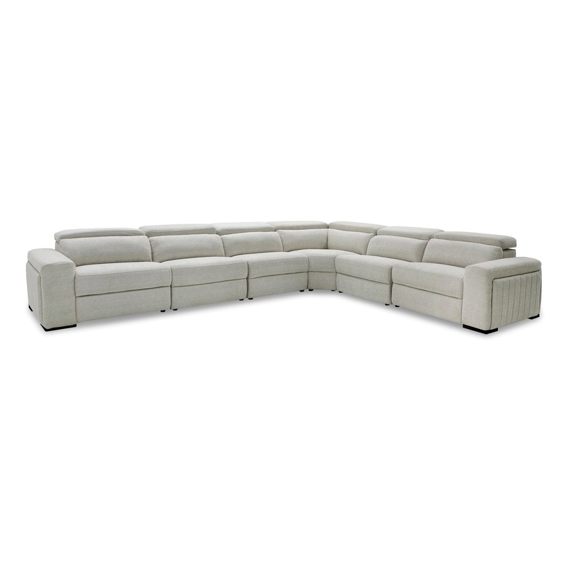 Divani Casa Gering Modern Beige Fabric Sectional With 2 Power Recliners Model VGMB-R191-P2-SECT-BGE