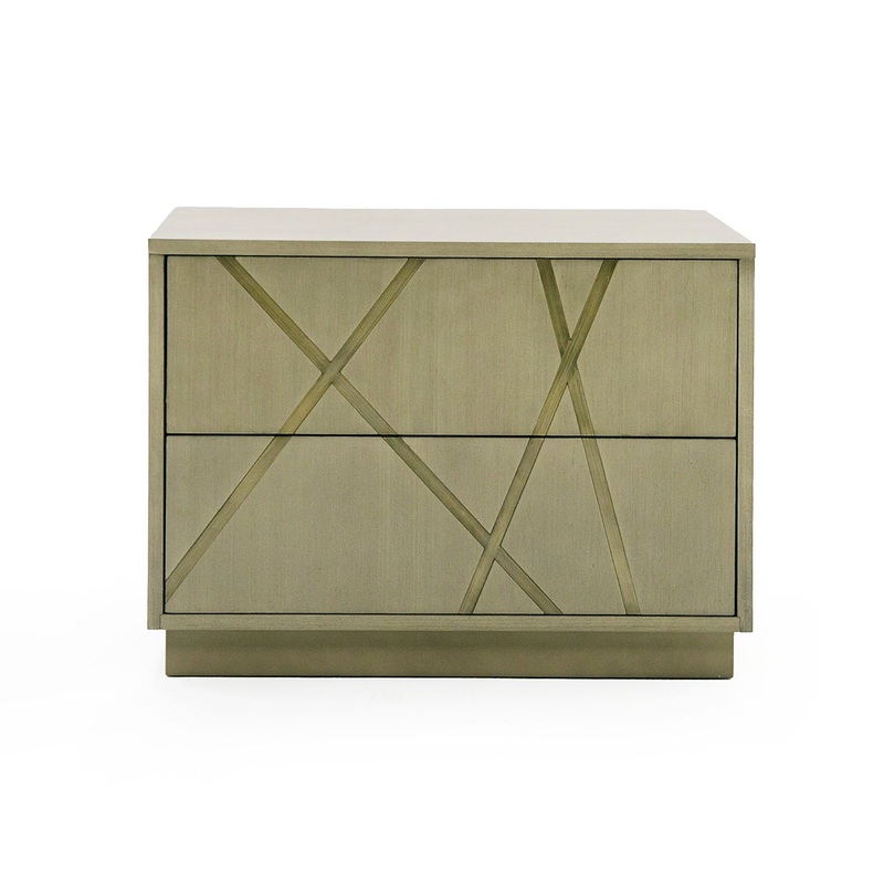 Modrest Nixa Modern Wide Birch & Brushed Bronze Nightstand Model VGVC-N1909-L-BIR