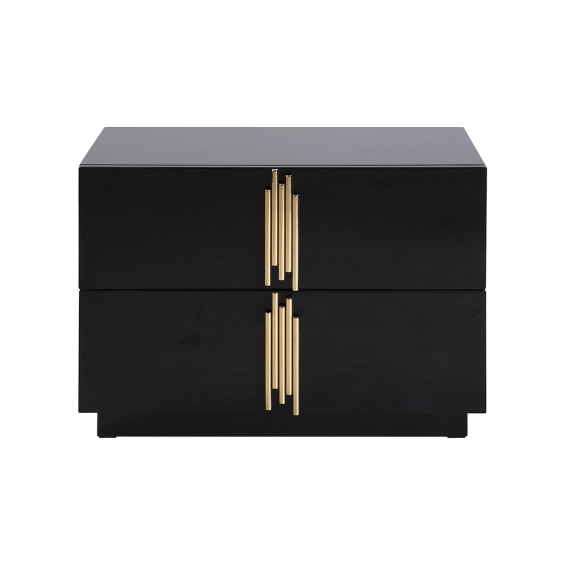 Modrest Token Modern Black & Gold Wide Nightstand Model VGVC-N815-L-BLK