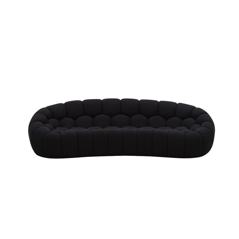 Divani Casa Yolonda Modern Curved Black Fabric Sofa Model VGEV-2126C-SOFA-BLK