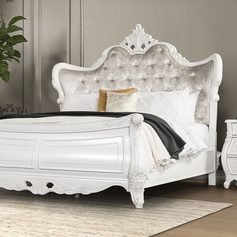 Valentini Bed Model Fm7419Wh-Queen Bed By Furniture Of America