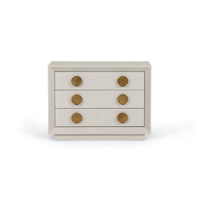 Modrest Marjorie Modern Cream & Brushed Gold Nightstand Model VGGMCHD-1705-3A-CRM