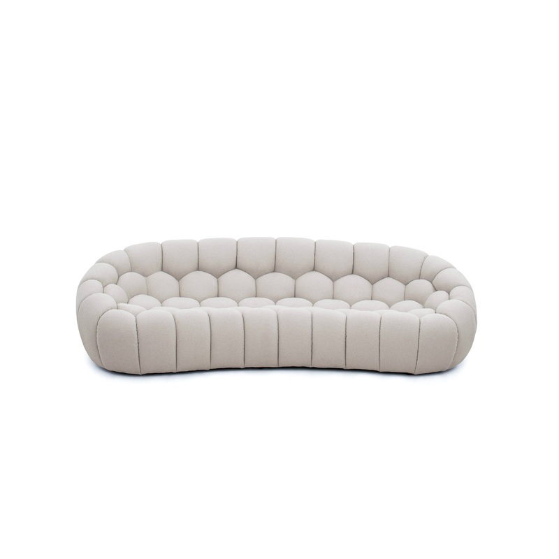 Divani Casa Yolonda Modern Curved Beige Fabric Sofa Model VGEV2126C-SOFA-C-01