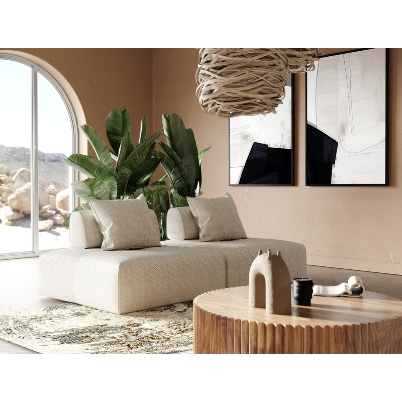 Divani Casa Mondo Modern 2 Seat Modular Beige Fabric Sectional Model VGOD-ZW-22033-BGE-2PC