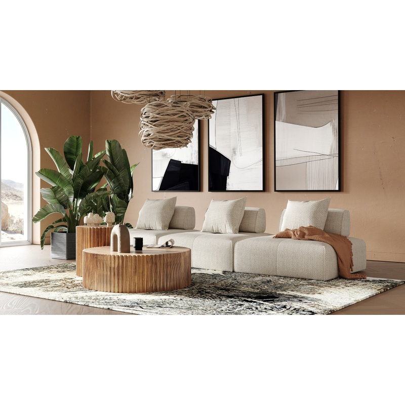 Divani Casa Mondo Modern 3 Seat Modular Beige Fabric Sectional Model VGOD-ZW-22033-BGE-3PC
