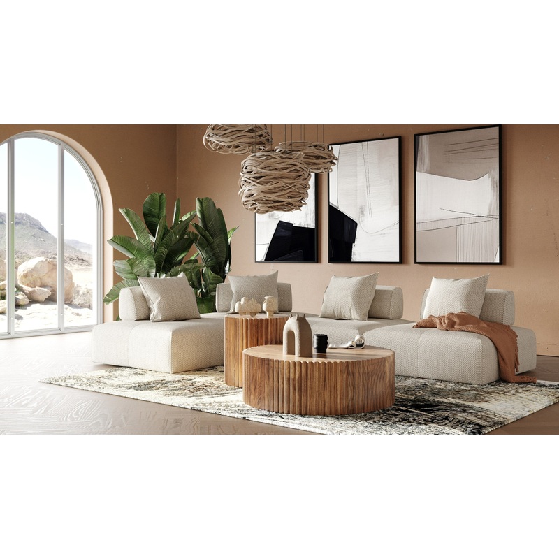 Divani Casa Mondo Modern 4 Seat Modular Beige Fabric Sectional Model VGOD-ZW-22033-BGE-4PC