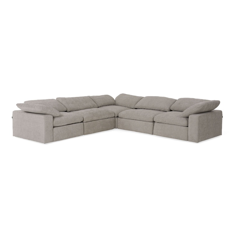 Divani Casa Corinth Modern Gray Fabric Sectional Sofa With 3 Power Recliners Model VGKM-KM.920-GRY