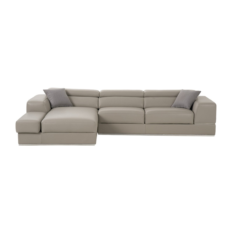 Divani Casa Pella Mini Modern Grey Italian Leather Left Facing Sectional Sofa Model VGCA5106A-GRY-LAF