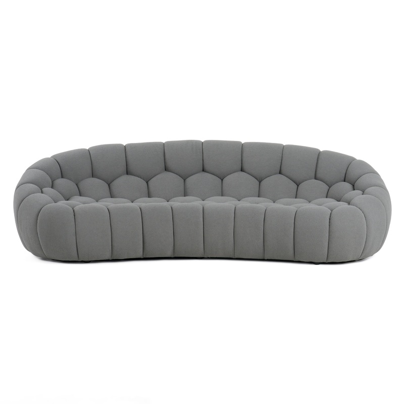 Divani Casa Yolonda Modern Curved Light Grey Fabric Sofa Model VGEV2126C-SOFA-C-07