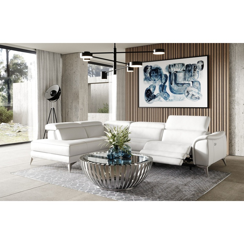 Lamod Italia Monte Carlo Italian Modern White Leather Left Facing Sectional Sofa Model VGCC-MONTECARLO-WHT-LAF