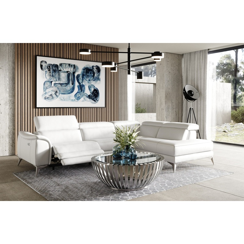 Lamod Italia Monte Carlo Italian Modern White Leather Right Facing Sectional Sofa Model VGCC-MONTECARLO-WHT-RAF