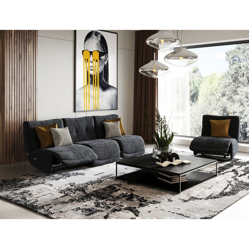 Divani Casa Basil Modern Dark Grey Fabric Small Sofa With 3 Electric Recliners Model VGSX-BASIL-DKGRY-S-3PC