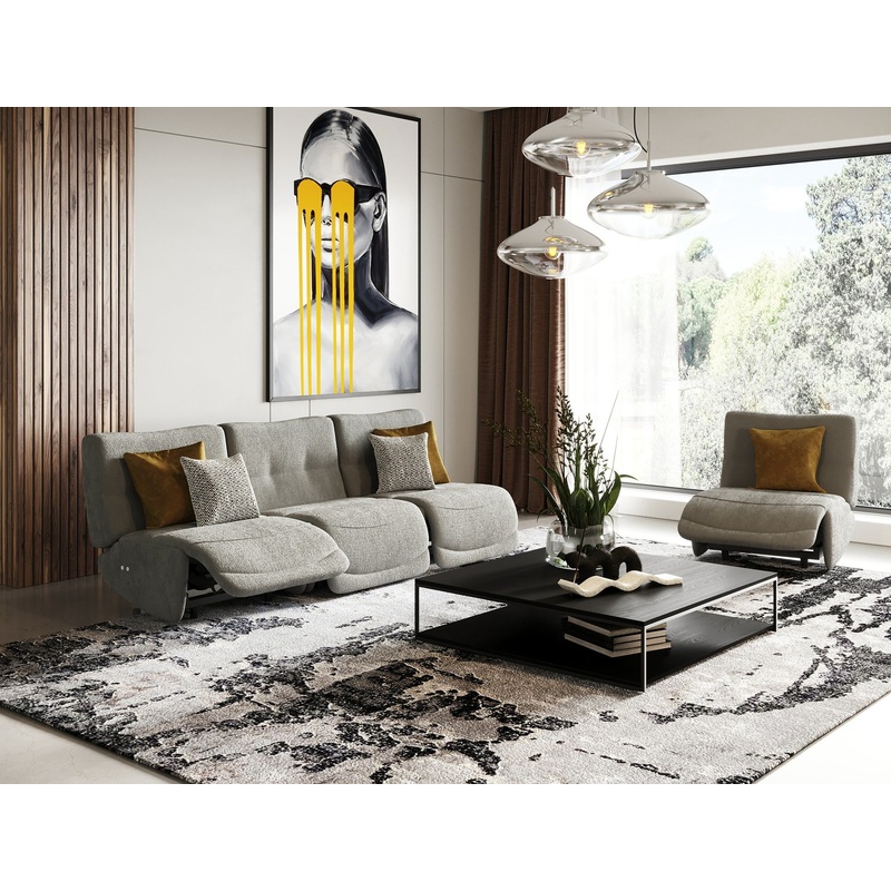 Divani Casa Basil Modern Grey Fabric Small Sofa With 3 Electric Recliners Model VGSX-BASIL-GRY-S-3PC-1