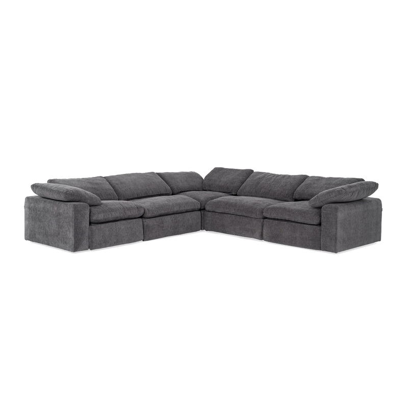 Divani Casa Corinth Modern Dark Gray Fabric Sectional Sofa With 3 Power Recliners Model VGKM-KM.920-CHAR