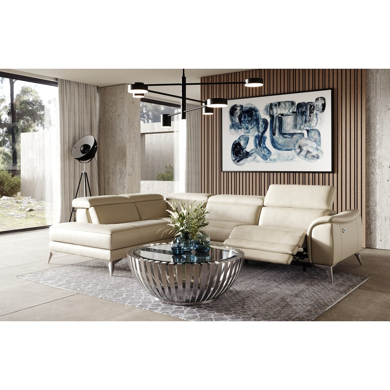 Lamod Italia Monte Carlo Italian Modern Cappuccino Leather Left Facing Sectional Sofa Model VGCC-MONTECARLO-CAPP-LAF