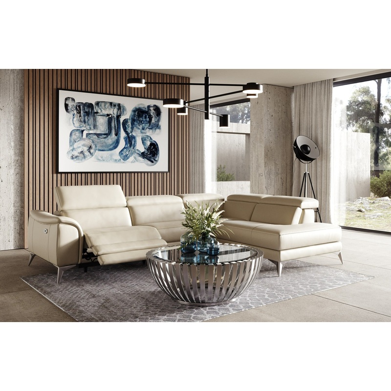 Lamod Italia Monte Carlo Italian Modern Cappuccino Leather Right Facing Sectional Sofa Model VGCC-MONTECARLO-CAPP-RAF