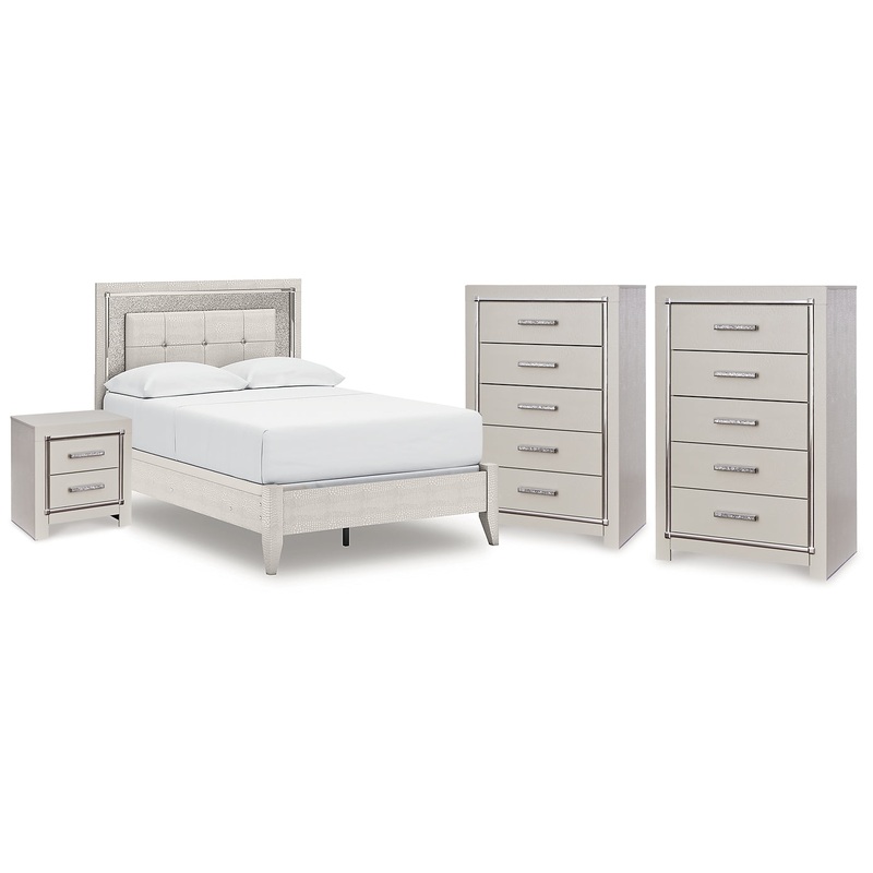 Zyniden Full Panel Bed, 2 Chests and Nightstand