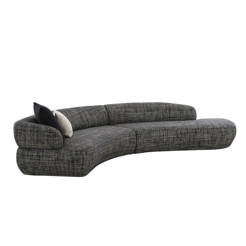Divani Casa Lakota Modern Dark Grey Fabric Curved Sectional Sofa Model VGOD-ZW-23044-DKGRY