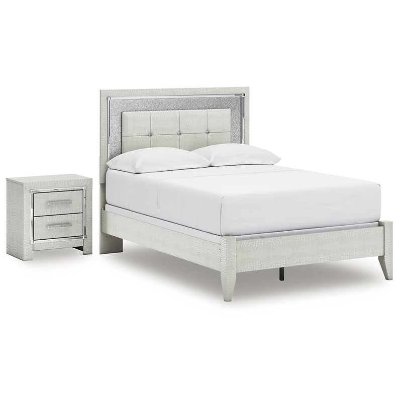 Zyniden Full Upholstered Panel Bed with Nightstand