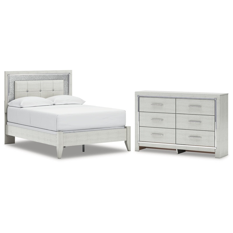 Zyniden Full Upholstered Panel Bed with Dresser