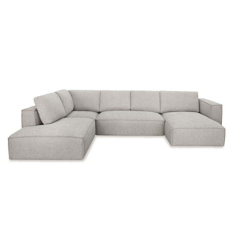 Divani Casa Lulu Modern Light Grey Fabric Modular Sectional Sofa With Right Facing Chaise Model VGSX-F22053-RAF-464