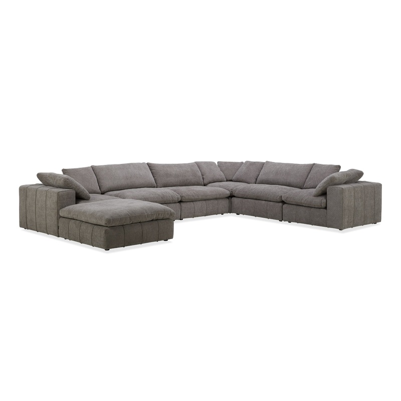 Divani Casa Vicki Modern Grey Fabric Modular Sectional Sofa & Ottoman Model VGKK-KF.8033-SECT-MUSH