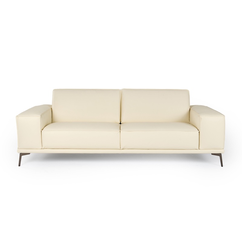 Lamod Italia Soho Italian Ivory Leather Sofa Model VGDTSOHO-SF-IVORY-S