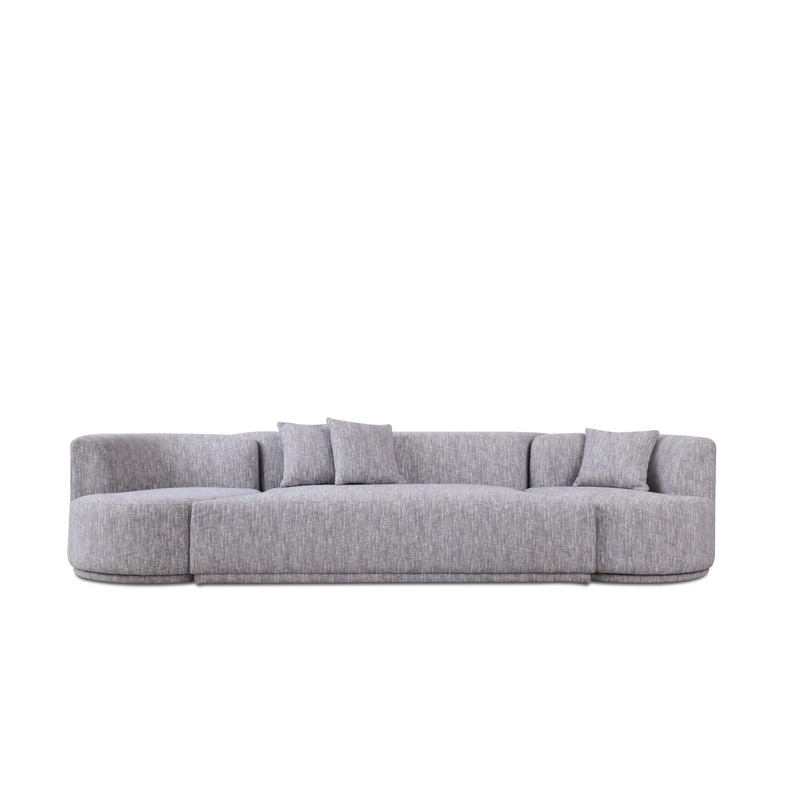 Divani Casa Beau Modern Light Grey Fabric Sectional Sofa With 2 Swirling Chair Model VGAH-VH119-LTGRY