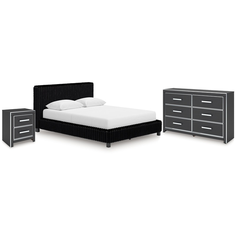 Zuraleus Queen Upholstered Bed, Dresser and Nightstand