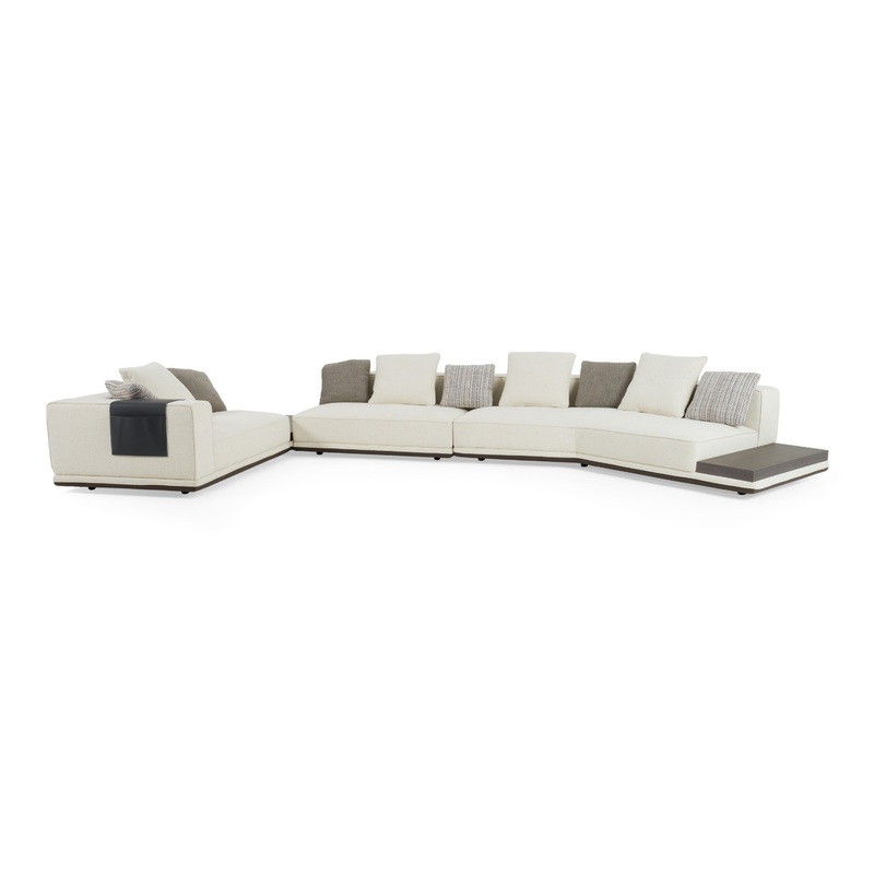 Lamod Siret Modern Ivory Fabric Modular Sectional With Coffee Table Model VGBB-HR-SOFA-IVY