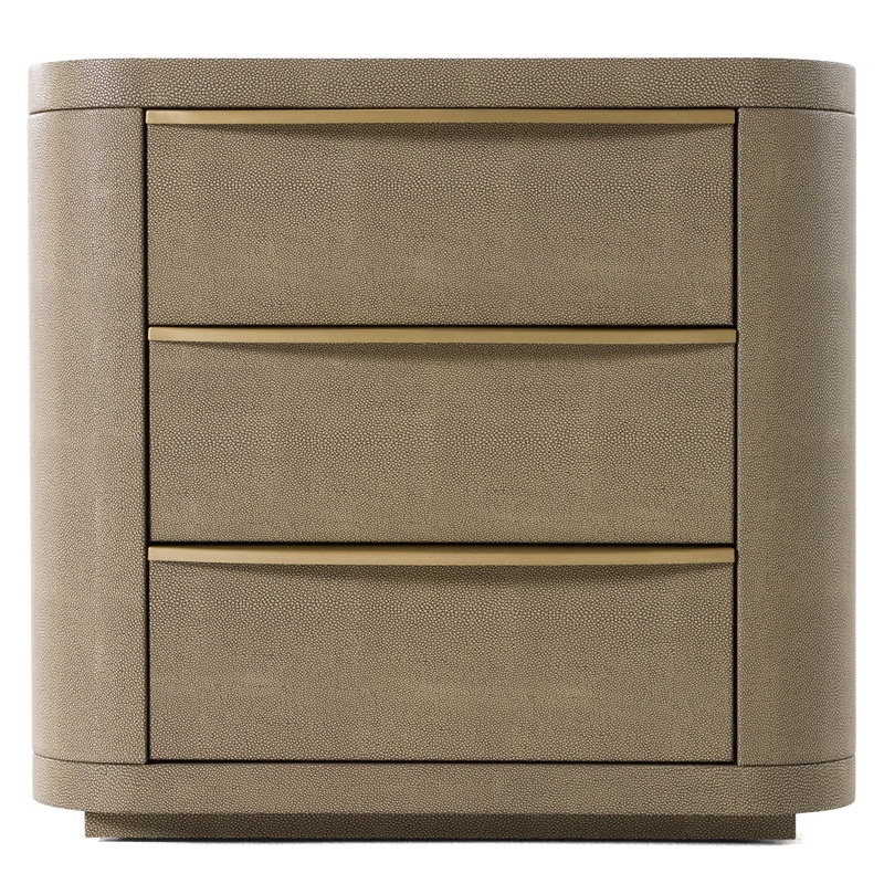 Modrest Lois Modern Beige Shagreen & Brass Nightstand Model VGVC-N2408