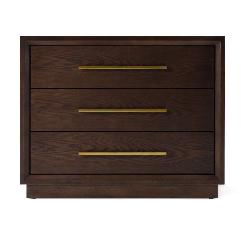 Modrest Manhattan Contemporary Brown Oak And Gold Nightstand Model VGMA-BR-127-NS-CRY
