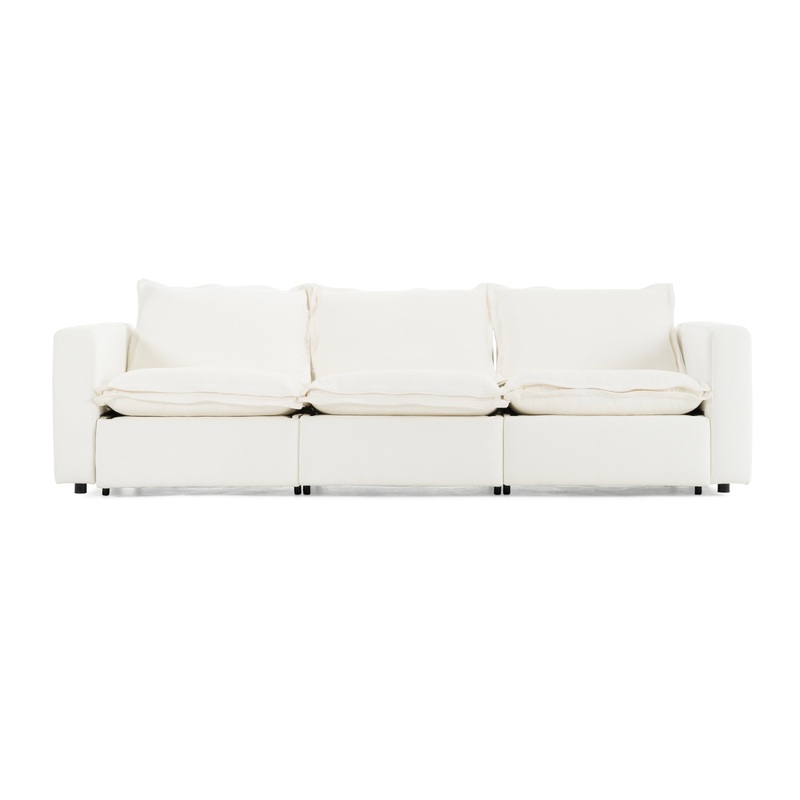 Divani Casa Almagre Modern White Fabric Sofa With 3 Electric Recliners Model VGEV-G2315-WHT