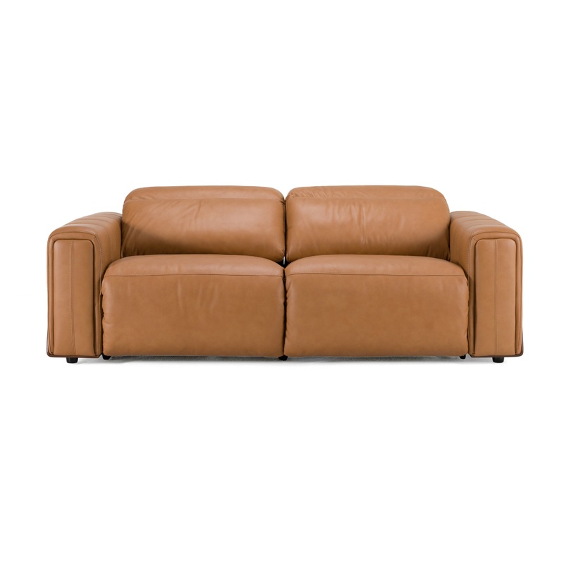 Divani Casa Sandstone Modern Brown Leather Sofa With 2 Electric Recliners Model VGKV-KM.6120-SOFA-BRN