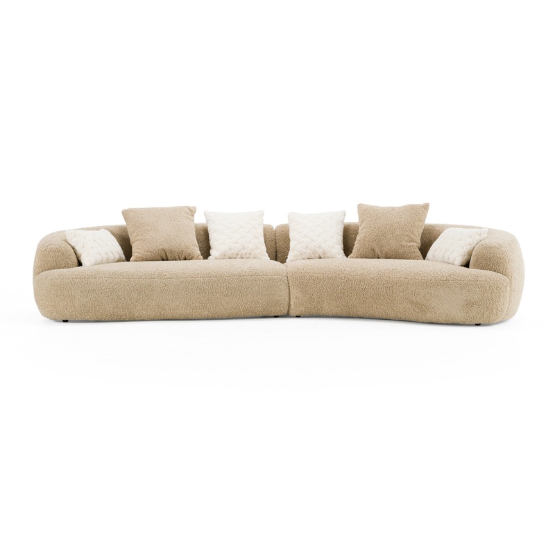 Divani Casa Trevor Modern Tan Fabric Curved Sectional Model VGOD-ZW-24018-BRN