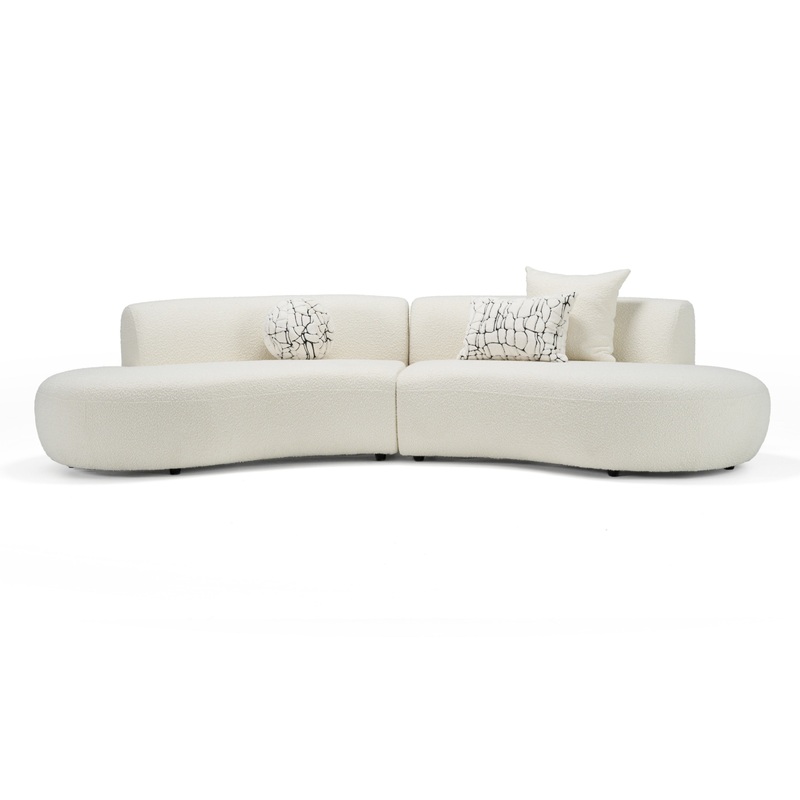 Divani Casa Weldon Modern Cream Fabric Curved Sectional Model VGOD-ZW-24024-CRM