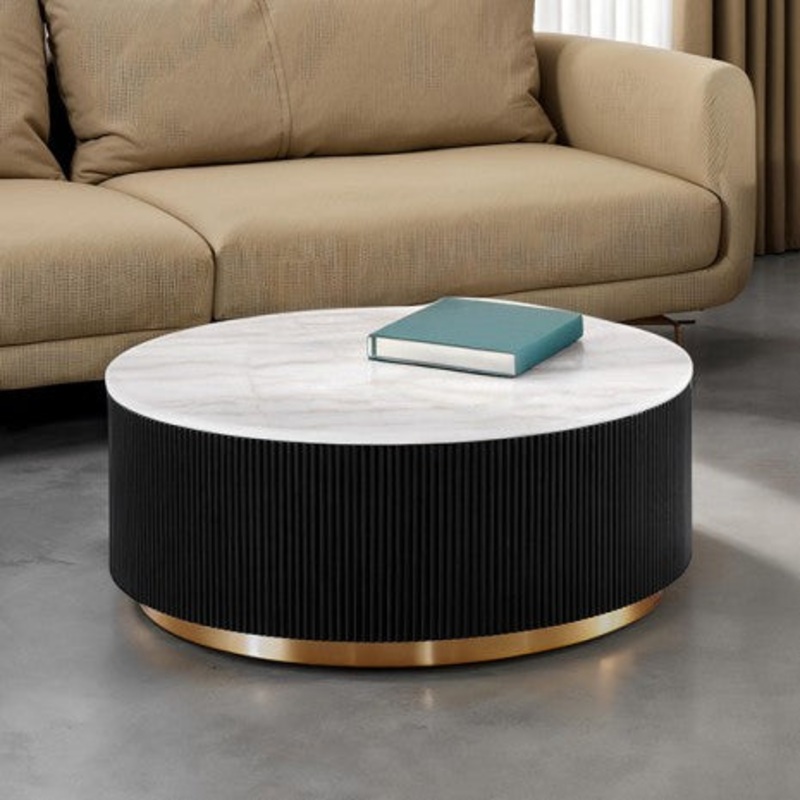 Virden Round Cocktail Table Model Fm47000Bk-Cr By Furniture Of America