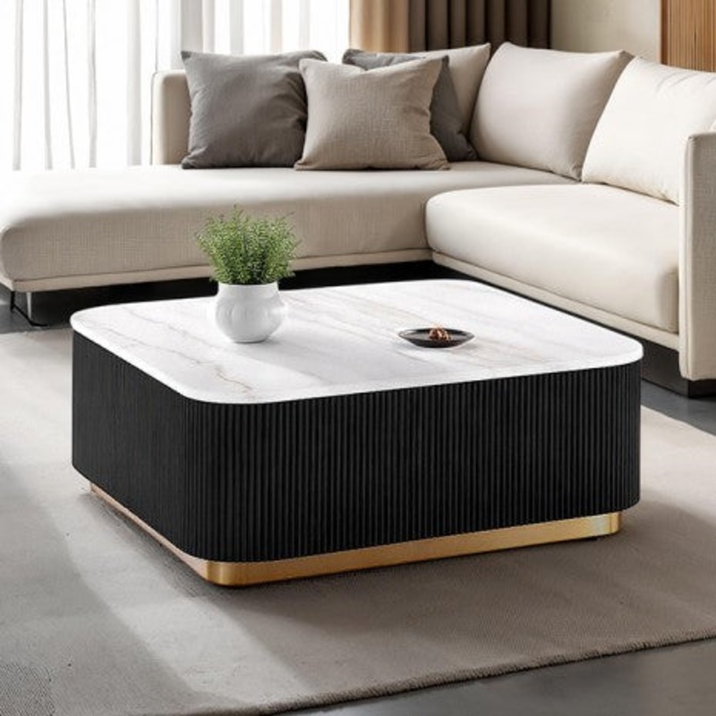 Virden Square Cocktail Table Model Fm47000Bk-Cs By Furniture Of America