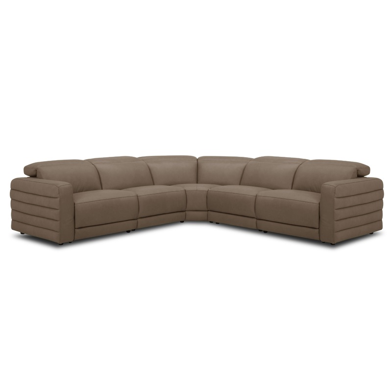 Divani Casa Bianca Modern Brown Leather Sectional Sofa With 3 Recliners Model VGKV-KM.6361-SECT-MOCHA
