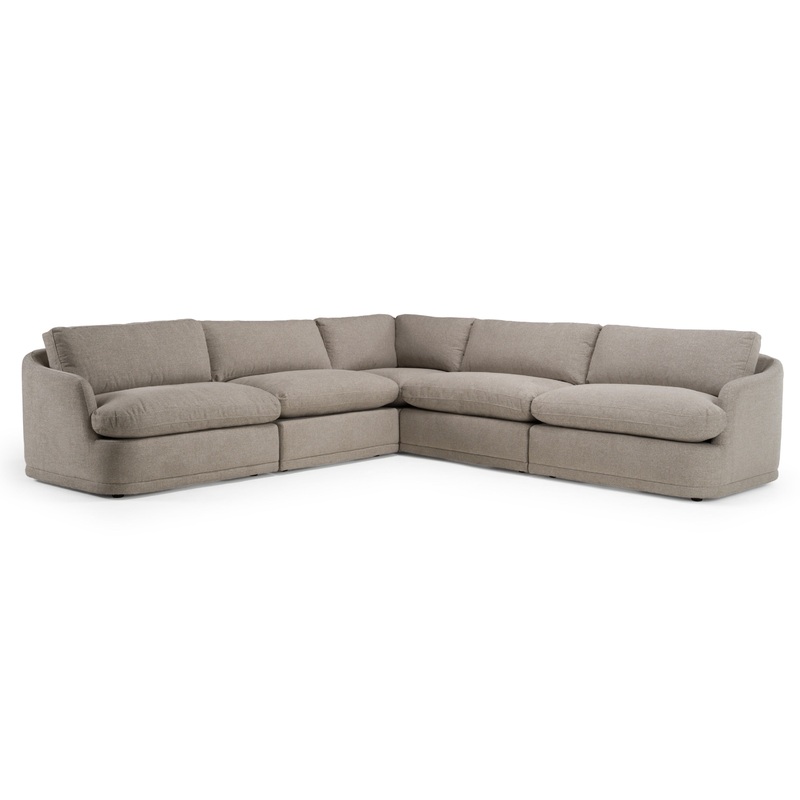 Divani Casa Chantry Modern Grey Sand Fabric Sectional Sofa Model VGKK-KF.8592-SECT-SAND