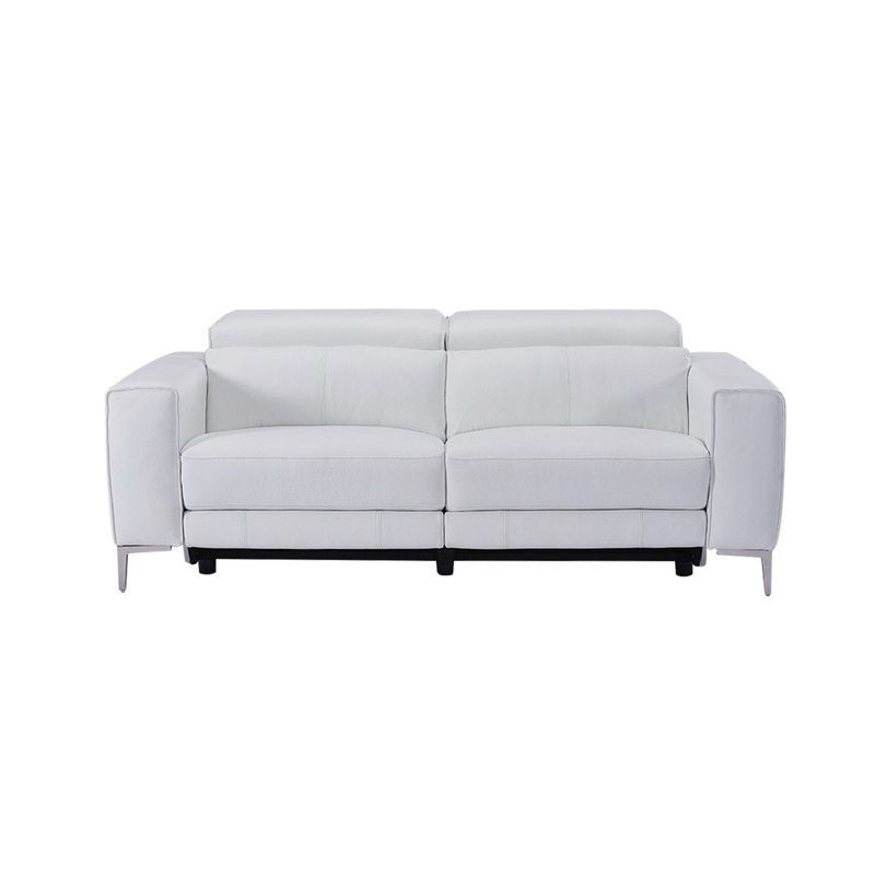 Divani Casa Chignik Modern White Leather Sofa With 2 Recliners Model VGMB-MB-R318-P2-WHT