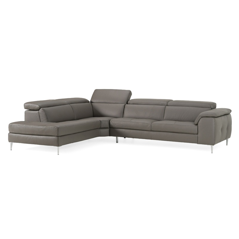 Lamod Italia Viola Italian Contemporary Grey Leather Left Facing Sectional Sofa Model VGDTVIOLA-KIM-FUME-LAF-SECT